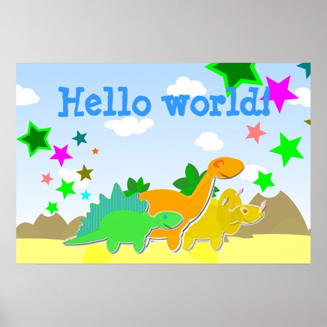 Dinosaurier Friends Hello World Poster (Vorne)