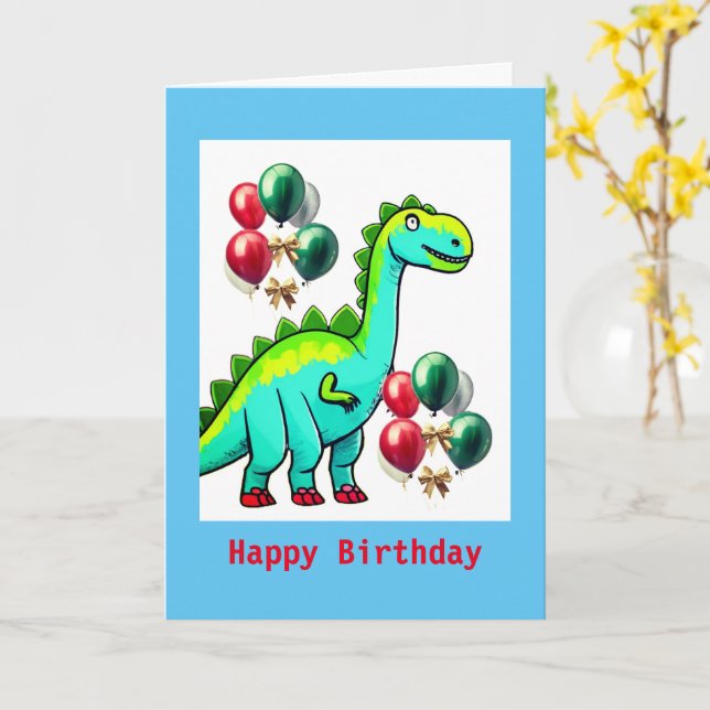 Dinosaurier für Kinder, 5" x 7" Faltkarte für Gebu Karte (Gelbe Blume)