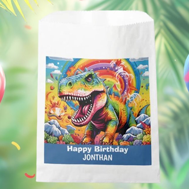 Dinosaurier Geburtstag bunt niedlich Geschenktütchen (Cute Dinosaur Birthday Favor Bags: Colorful & Fun Gifts!)