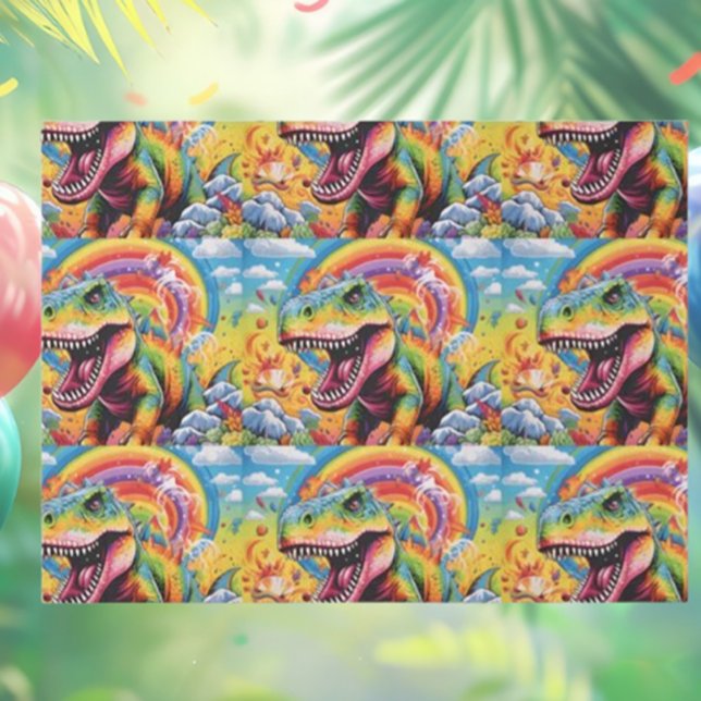 Dinosaurier Geburtstag bunt niedlich Seidenpapier (Cute Dinosaur Birthday Tissue Paper for Fun Celebrations!)