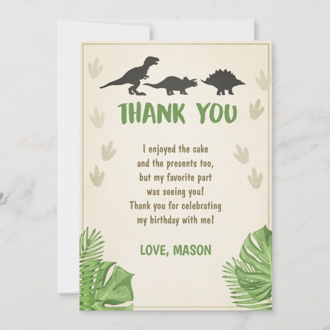 Dinosaurier-Geburtstag danken Ihnen, Party-Jungen Einladung (Vorderseite)