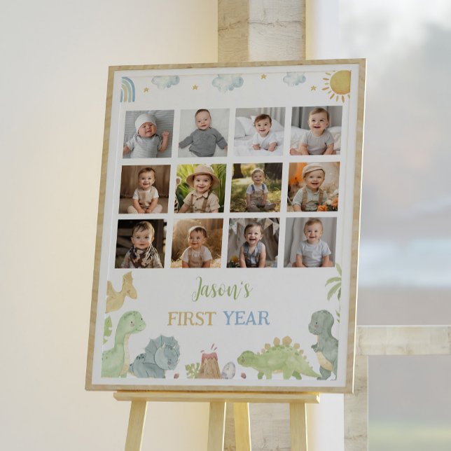 Dinosaurier Geburtstag Erstes Jahr Foto Milestone  Poster (Von Creator hochgeladen)
