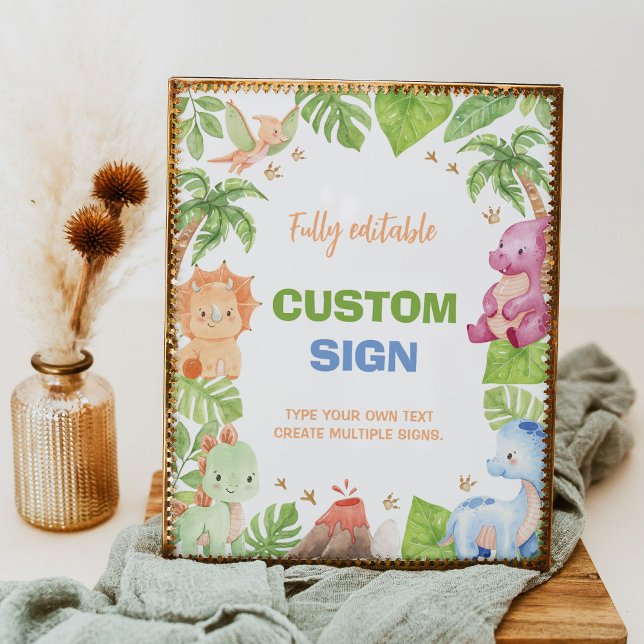 Dinosaurier Geburtstag Party Table Sign Poster (Von Creator hochgeladen)