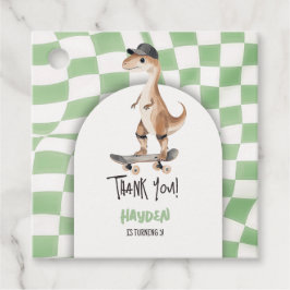 Dinosaurier Geburtstag Retro T Rex Checkered Geschenkanhänger
