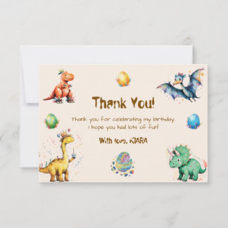 Dinosaurier Geburtstags Danke Karte für Kinder
