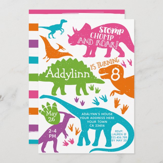 Dinosaurier-Geburtstags-Einladung Einladung (Vorne/Hinten)