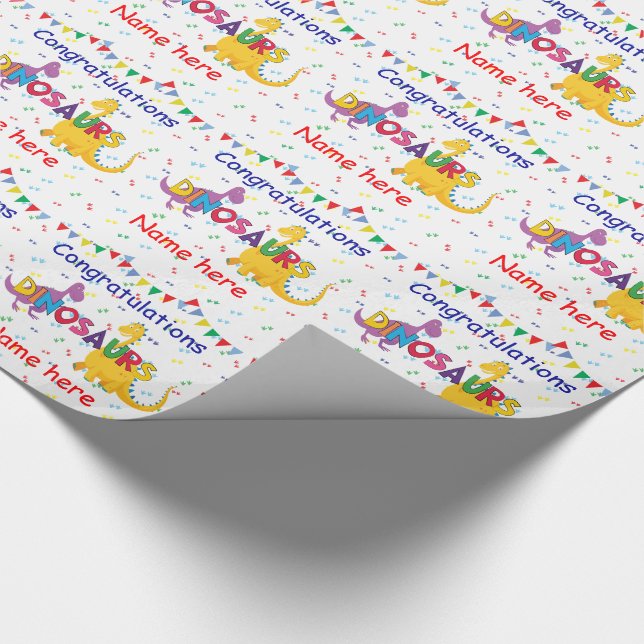 Dinosaurier-Geburtstags-Packpapier Geschenkpapier (Ecke)
