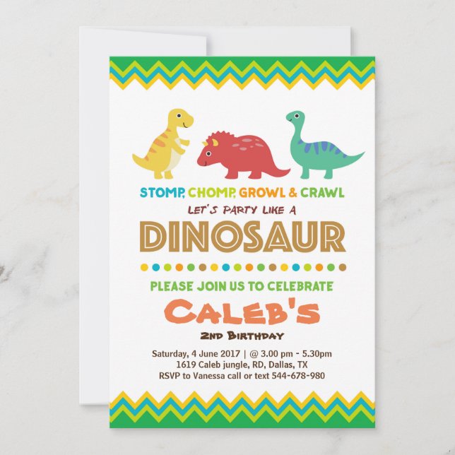 Dinosaurier-Geburtstags-Party Invitaton Einladung (Vorderseite)