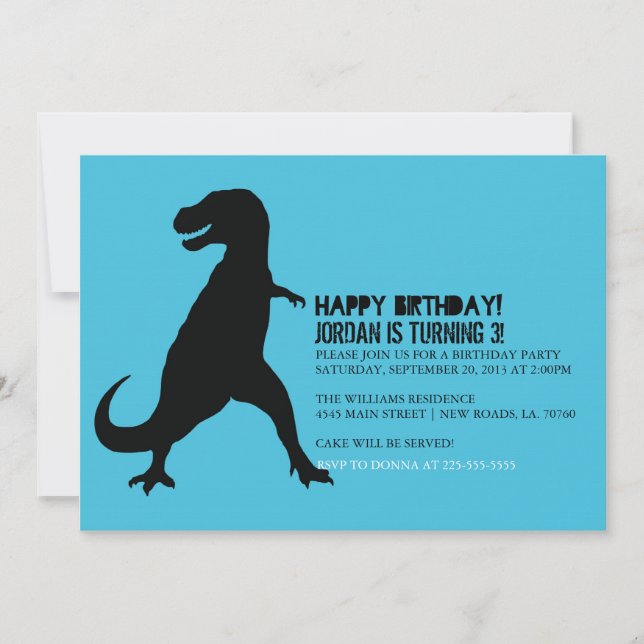Dinosaurier-Geburtstags-Party | T-Rex Einladung (Vorderseite)