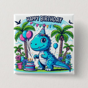 Dinosaurier Geburtstagsaufkleber, niedliches Dino- Button
