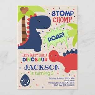 Dinosaurier Geburtstagseinladung für einen Jungen Einladung