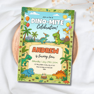 Dinosaurier-Geburtstagsfeier Dino-Kinder Dschunge Einladung