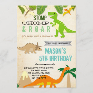 Dinosaurier Geburtstagsfeier Einladung