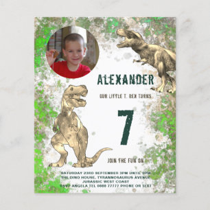 Dinosaurier-Geburtstagsfeier-Foto-Budget Flyer