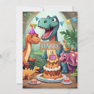Dinosaurier-Geburtstagskarte für Kinder Einladung