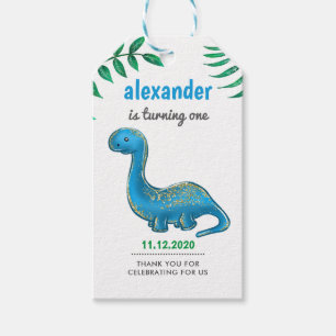 Dinosaurier Geburtstagspartei  Niedlich Blue Dino  Geschenkanhänger