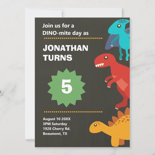 Dinosaurier Geburtstagsparty Einladung (Vorderseite)