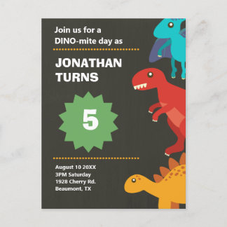 Dinosaurier Geburtstagsparty Einladungspostkarte