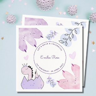 Dinosaurier Geburtstagsparty Pink Lila Serviette