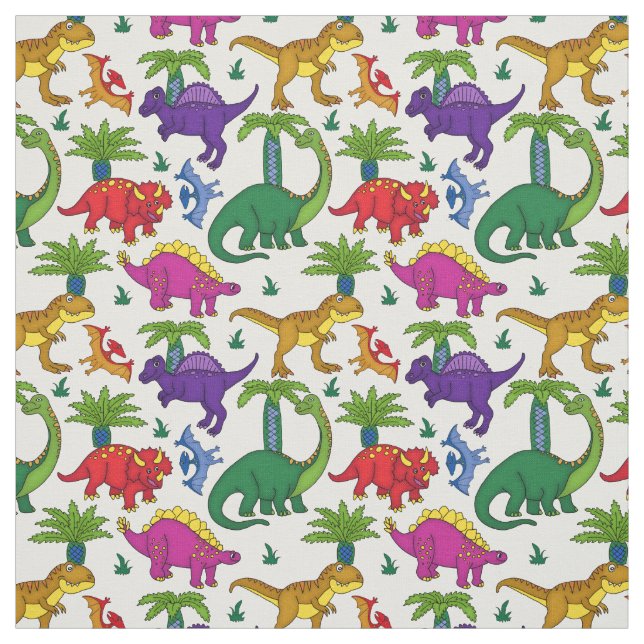 Dinosaurier Gemustert farbenfrohe Dinos Fabric Stoff (Muster)