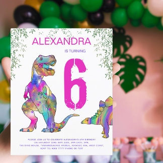 Dinosaurier Girls 6. Geburtstagsparty Pink Budget