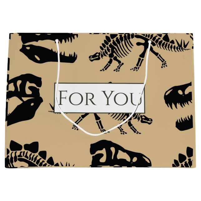Dinosaurier Gold Jurassic Muster Große Geschenktas Geschenktüte (Vorderseite)