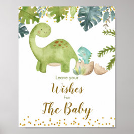 Dinosaurier Grünpflanzen Blumenwünsche für Babysig Poster