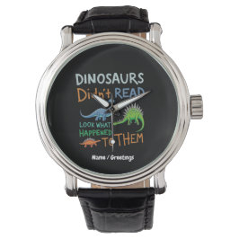 Dinosaurier haben Bücher nicht gelesen und schauen Armbanduhr