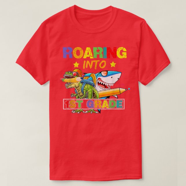 Dinosaurier-Hai der 1. Klasse bis zum Scho T-Shirt (Design vorne)