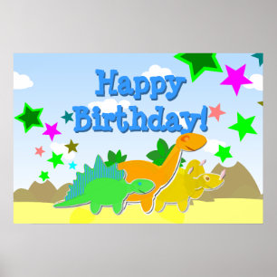 Dinosaurier Happy Birthday Poster