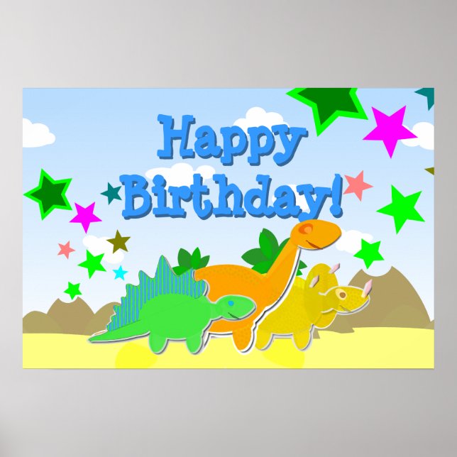 Dinosaurier Happy Birthday Poster (Vorne)