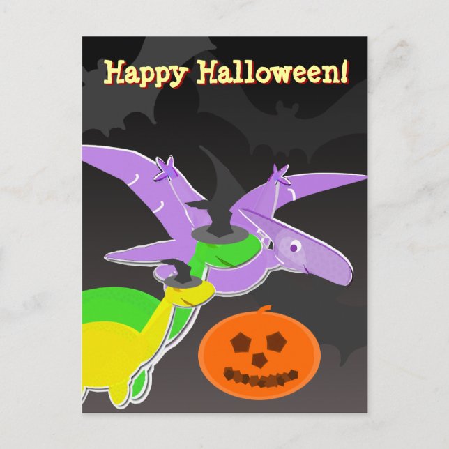 Dinosaurier Happy Halloween Postcard Postkarte (Vorderseite)