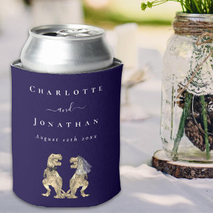 Dinosaurier Hochzeit Navy Blau & Weiß Personalisie Dosenkühler