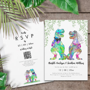 Dinosaurier Hochzeit QR-Code Einladung