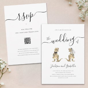 Dinosaurier-Hochzeit T-Rex Braut und Bräutigam Einladung