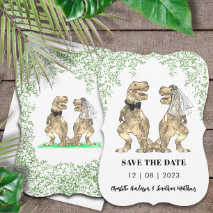 Dinosaurier-Hochzeit T-Rex Braut und Bräutigam Save The Date