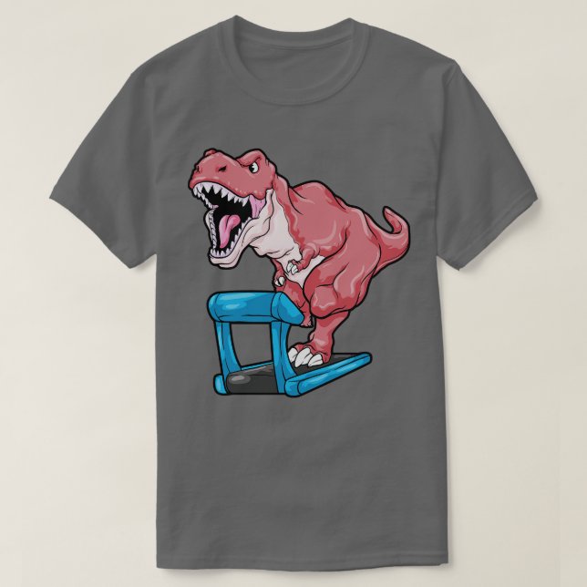 Dinosaurier im Joggen auf Treadmill T-Shirt (Design vorne)