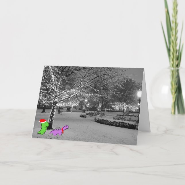Dinosaurier im Schnee, Universität Chicago Feiertagskarte (Vorderseite)