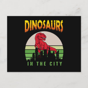 Dinosaurier in der Stadt   Dinosaurier-Design Postkarte