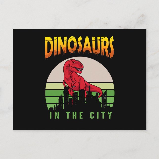 Dinosaurier in der Stadt | Dinosaurier-Design Postkarte (Vorderseite)