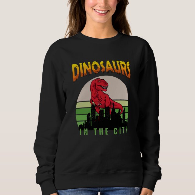 Dinosaurier in der Stadt | Dinosaurier-Design Sweatshirt (Vorderseite)