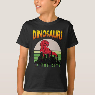 Dinosaurier in der Stadt   Dinosaurier-Design T-Shirt