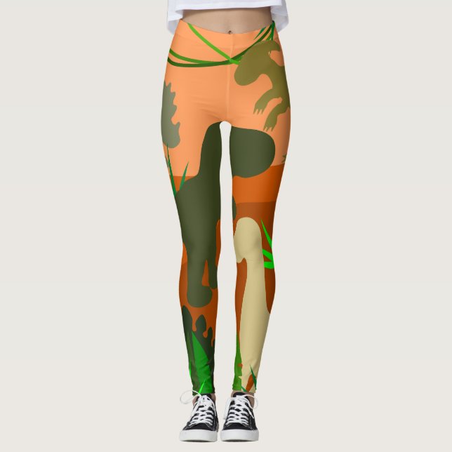 Dinosaurier in der Wildnis Leggings (Vorderseite)