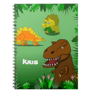 Dinosaurier in einem Dschungel-Name-gewundenen Notizblock