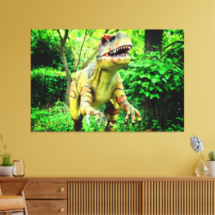 Dinosaurier in Forest-Bild gedruckt auf Premium Wr Leinwanddruck