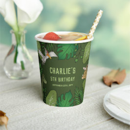 Dinosaurier in Jungle Green Personalizable Geburts Pappbecher