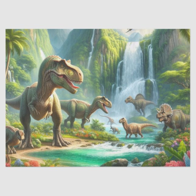 Dinosaurier in Jungle Kid's Seidenpapier (Vorderseite)