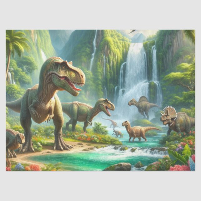 Dinosaurier in Jungle Kid's Seidenpapier (Vorderseite)
