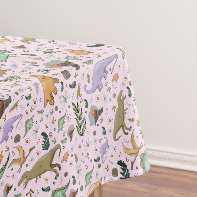 Dinosaurier in Rosa Tischdecke (Beispiel)