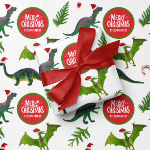 Dinosaurier Individuelle Name Weihnachten Geschenkpapier